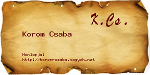 Korom Csaba névjegykártya